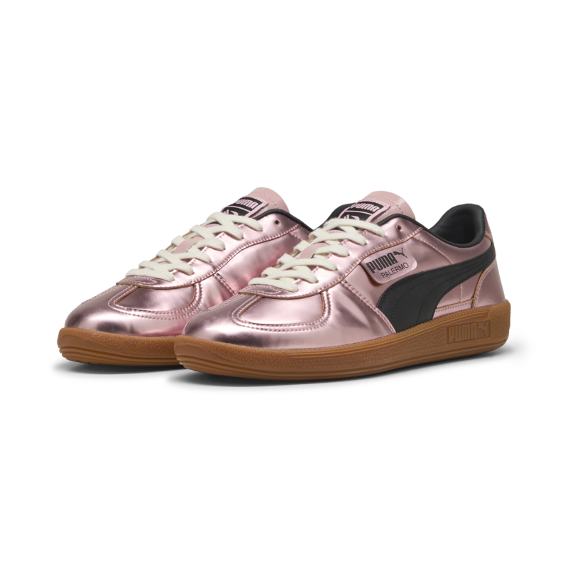 puma palermo x Palermo FC rosa metallizato con suola marrone e lacci panna con puntale dorato